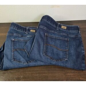 2 pair Lee Plus Flex Motion Regular Fit Straight Leg Jeans 26W Long Dark Wash